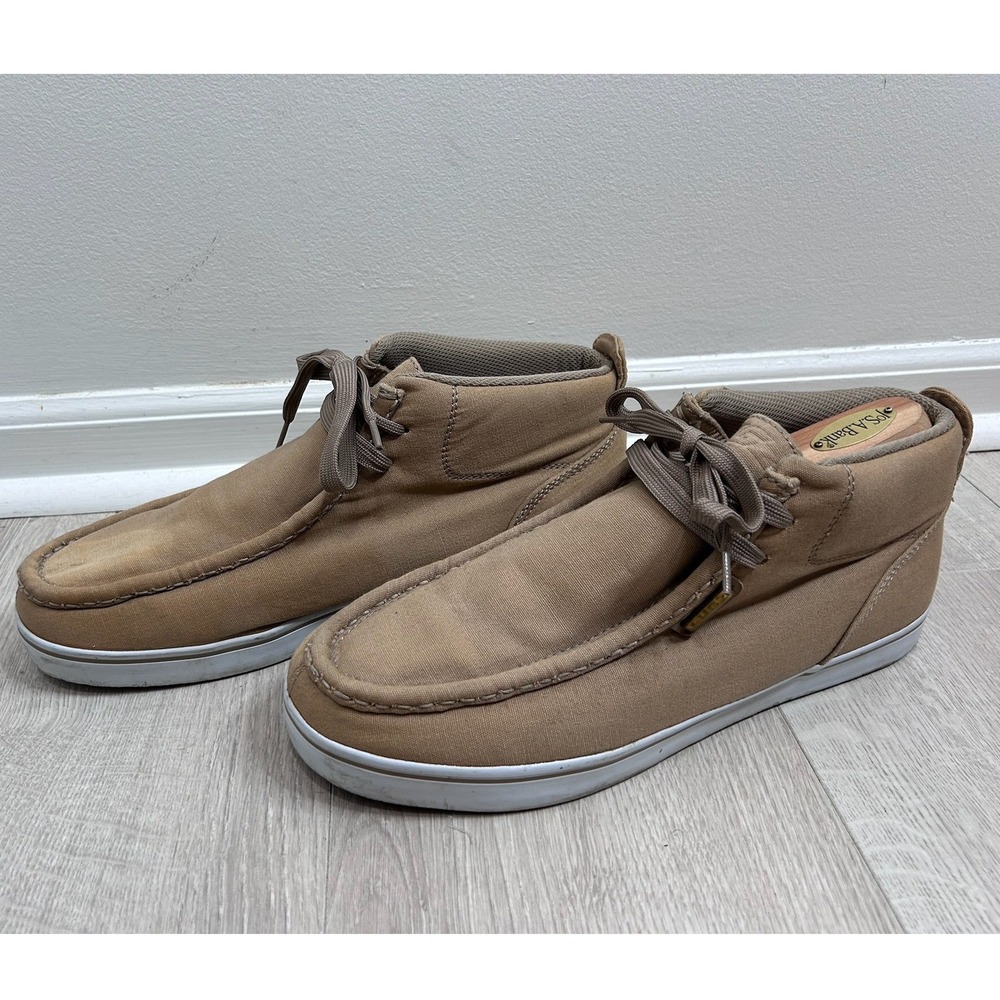 Lugz Stride Mens 12 Tan Canvas Chukka Boots Moc Toe Mid Top Sneakers MSTRDC-2553